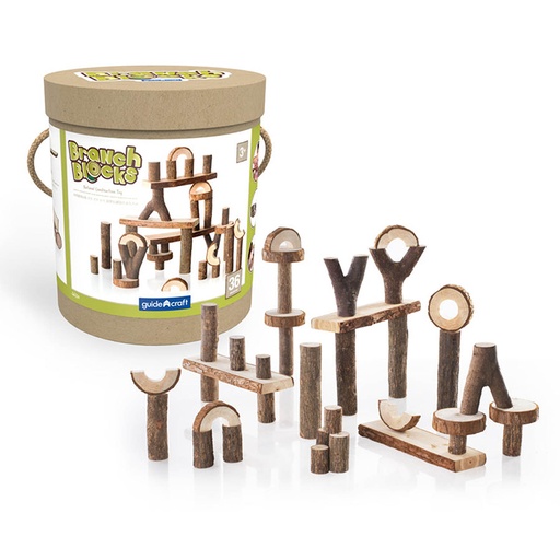[6770 GC] Guidecraft® Branch Blocks, 36 Pieces — Natural wood STEM building set