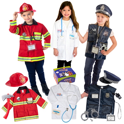 [BNV022 BT] Dress Up / Drama Play Hero Trunk Set, Fireman-Police-Doctor