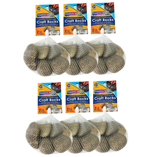 [AC52676 PAC] Craft Rocks, Assorted Natural Colors & Sizes, 2 lbs. Per Pack, 6 Packs