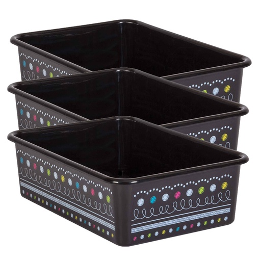 [20901-3 TCR] Teacher Created Resources® Chalkboard Brights Large Plastic Storage Bin, Pack of 3,16-1/4" W x 5" H x 11-1/2" D (each), Set of 3 bins 