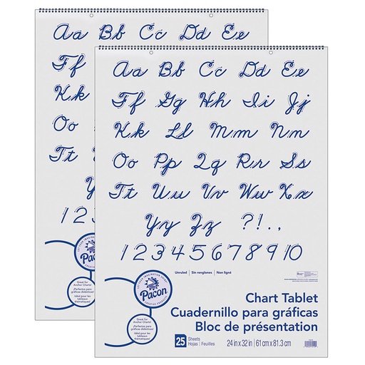 [74510-2 PAC] Chart Tablet, Cursive Cover, Unruled 24" x 32", 25 Sheets, 2 Tablets