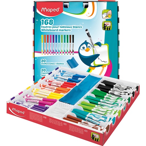 [741804 MAP] Maped® Marker’Peps Dry Erase Markers — School Pack, 168 count