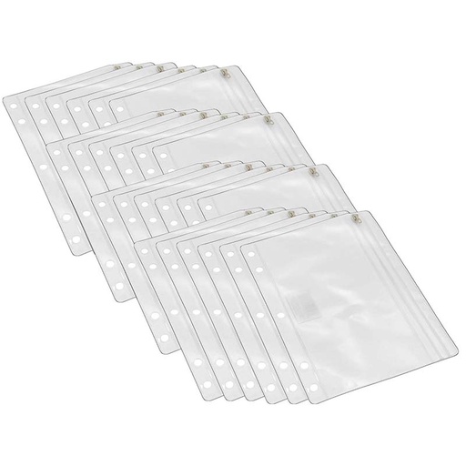 [76370-12 CLI] Charles Leonard® Clear Vinyl Binder Pencil Pouches — Zip‑Lock, 10" × 7", 24/Pack