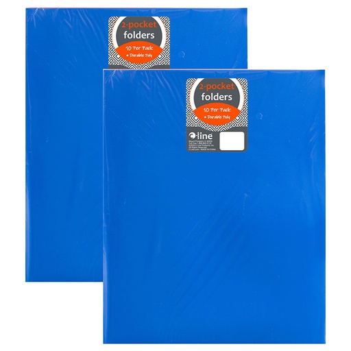 [32950-2 CL] Two-Pocket Heavyweight Poly Portfolio Folder, Primary Colors, 10 Per Pack, 2 Packs