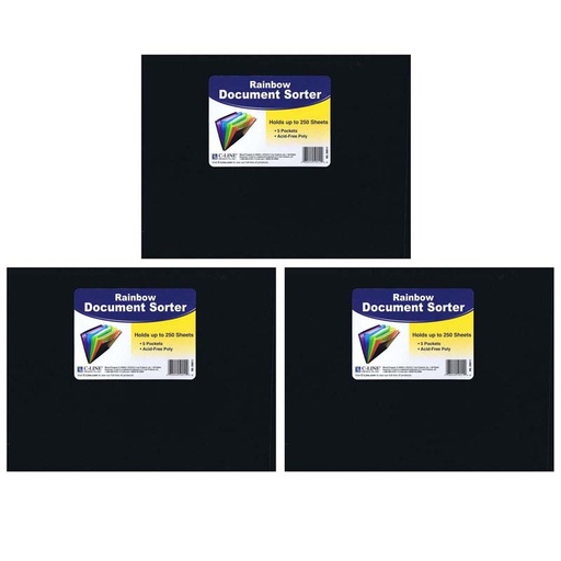 [59011-3 CL] Rainbow Document Sorter, Black/Multicolor, Letter Size, Pack of 3
