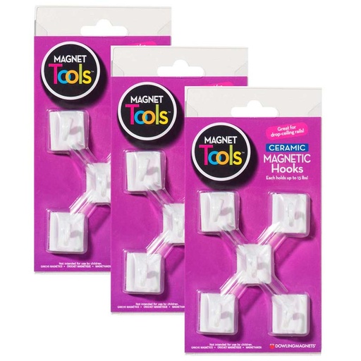 [735008-3 DOW] Dowling Magnets® Ceramic Magnetic Ceiling Hooks — 5 per pack