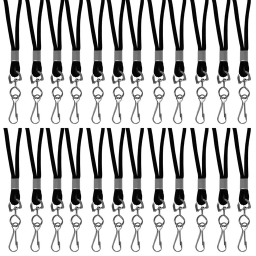 [89311-24 CL] Standard Lanyard, Black, Swivel Hook, Pack of 24