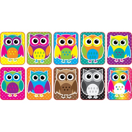 [78007 ASH] Non-Magnetic Mini Whiteboard Erasers, Color Owls, Pack of 10