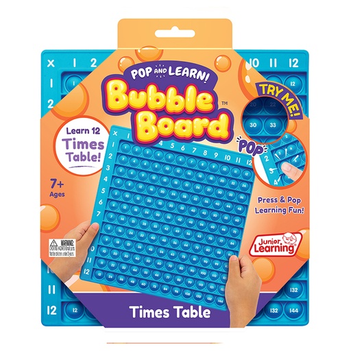 [680 JL] Junior Learning® Times Table Pop and Learn™ Bubble Board — 120‑bubble 1–12 grid
