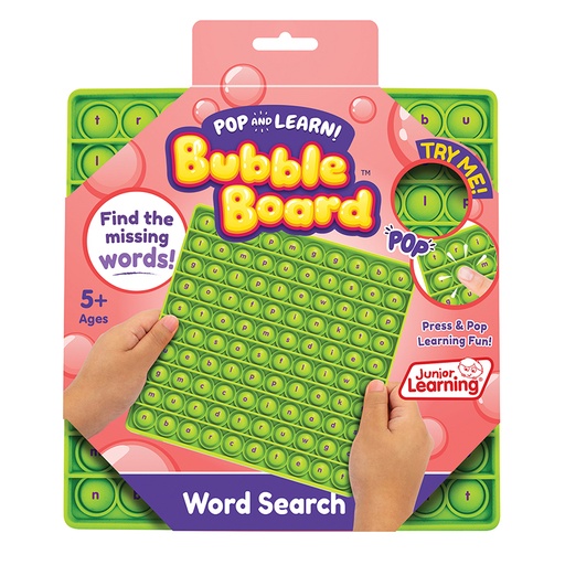 [683 JL] Junior Learning® Tricky Word Search Bubble Board — sight‑word search (8" × 8")