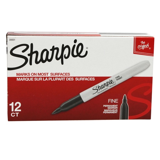 [30001BX SAN] Sharpie® Fine Point Permanent Markers, Black, 12/Box