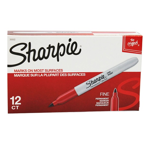 [30002BX SAN] Fine Point Permanent Marker, Red, Box of 12