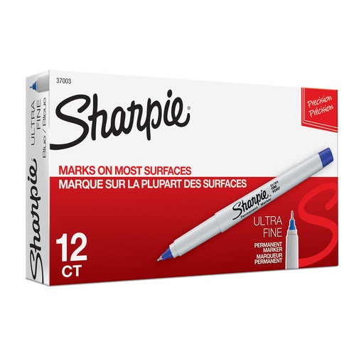 [37003BX SAN] Sharpie® Ultra Fine Permanent Markers, Blue, 12/Box