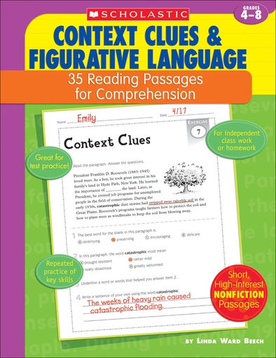 [955410 SC] Scholastic® 35 Reading Passages for Comprehension: Context Clues & Figurative Language — Targeted practice with short nonfiction passages and questions