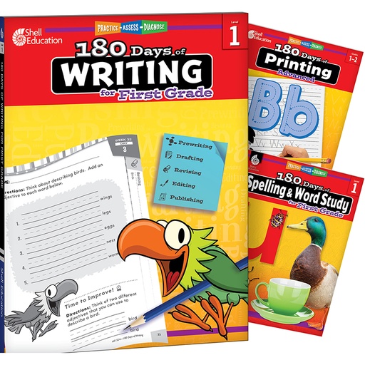 [147660 SHE] 180 Days Writing, Spelling, & Printing Grade 1: Book Set