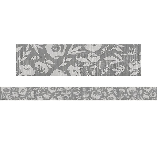 [7178 TCR] Classroom Cottage Gray Floral Straight Border Trim