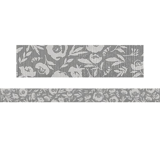 [7178 TCR] Classroom Cottage Gray Floral Straight Border Trim