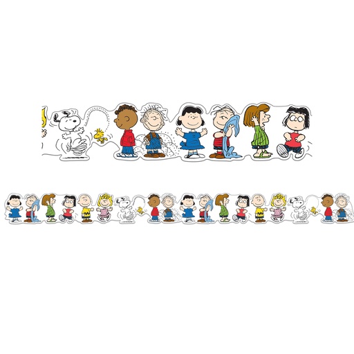 [846355 EU] Eureka® Peanuts® Character Lineup Extra Wide Deco Trim — 3-1/4" × 37" Strips, 12/Pack (37 ft)