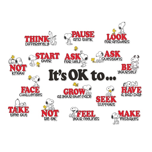 [847843 EU] Eureka Peanuts® Snoopy “It's OK to…” Bulletin Board Set — Social-Emotional Classroom Décor