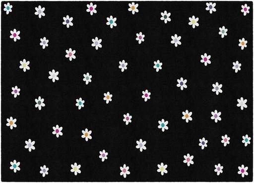 [CA2994 FC] Schoolgirl Style Small Daisies On Black Rectangle Rug