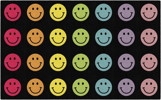 [CA2999 FC] Schoolgirl Style Rainbow Smileys In Black Criss-Cross Applesauce Rectangle Rug