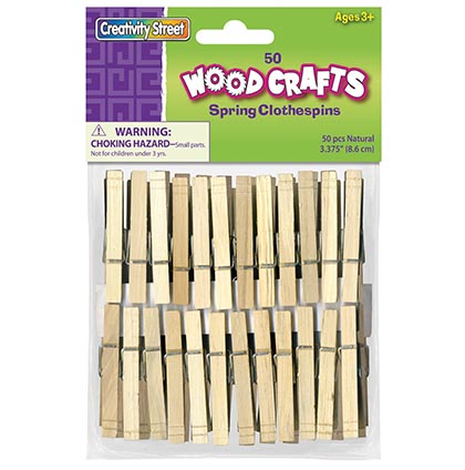 [AC365801 PAC] Creativity Street® Wood Spring Clothespins,3-3/8" length, 50 clothespins 