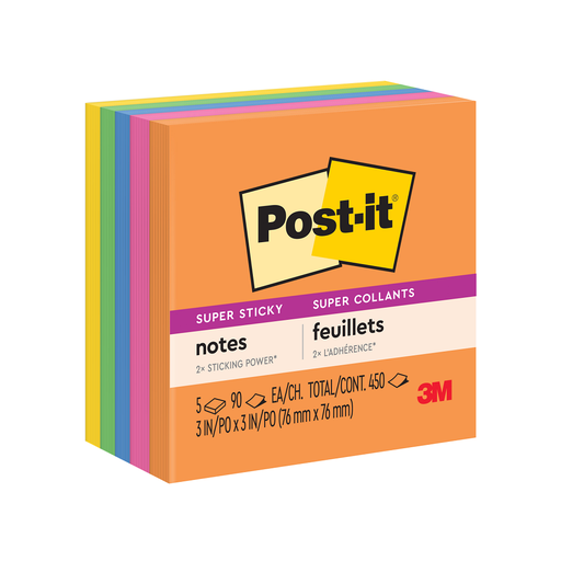 [6545SSUC MMM] 5ct 3x3 Plain Post it Super Sticky Notes