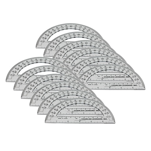 [77106-12 CLI] 12ct Clear 6 inch Plastic Protractor
