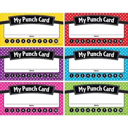 [5608 TCR] Teacher Created Resources® Polka Dots Punch Cards — 60 Incentive Cards