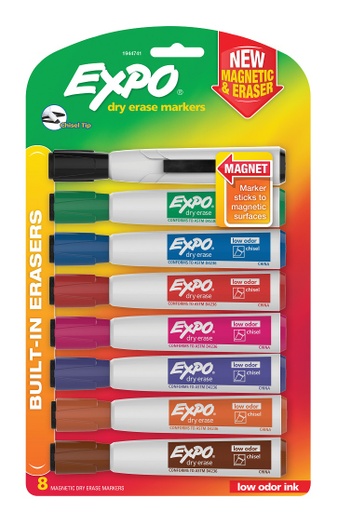 [1944741 SAN] 8 Color Chisel Tip Expo Magnetic Dry Erase Markers