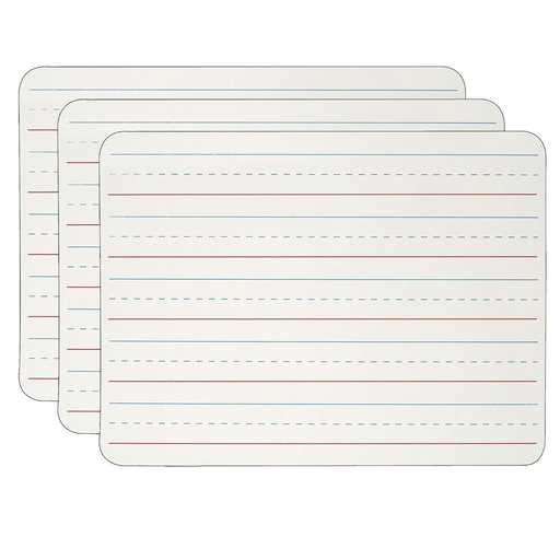 [35135-3 CLI] Two Sided Plain/Lined Magnetic  9" x 12" Dry Erase Boards Pack of 3