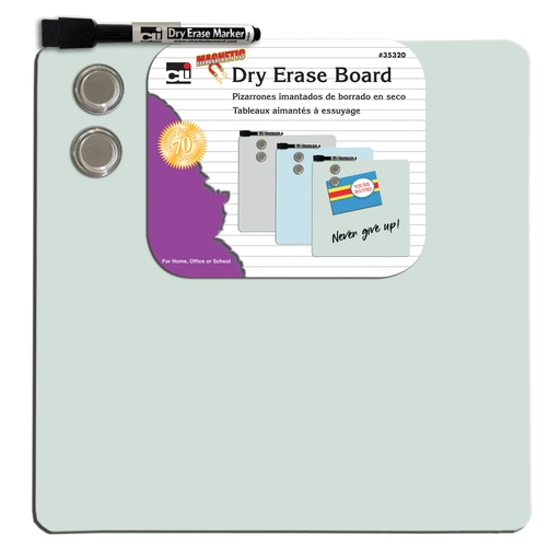 [35320ST CLI] Magnetic Unframed 11.5" x 11.5" Dry Erase Board w/Markers & Magnets Pack of 6