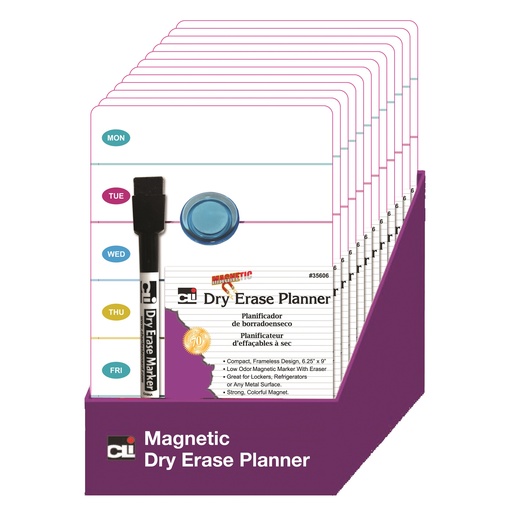 [35606ST CLI] Mini Magnetic Dry Erase Planning Boards w/Markers & Magnets Set of 12