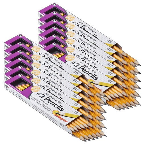 [65512-12 CLI] Yellow Pre-Sharpened No. 2 Pencils with Erasers 144ct