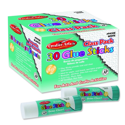 [94308 CHL] Charles Leonard® .28 oz Economy Clear Glue Stick Classpack — 30 Sticks