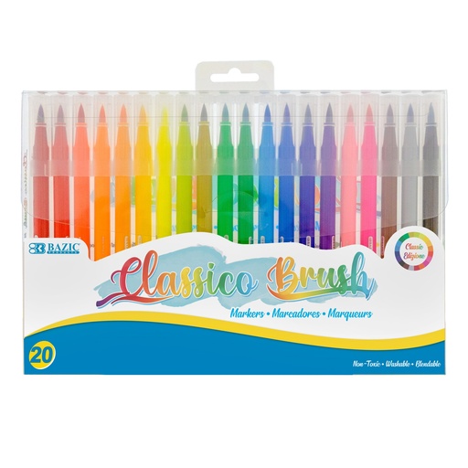 [1278 BAZ] Washable Brush Markers 20 Colors