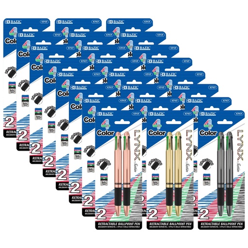 [1717-24 BAZ] Lynx Satin Top 4-Color Pen with Cushion Grip 24 Packs