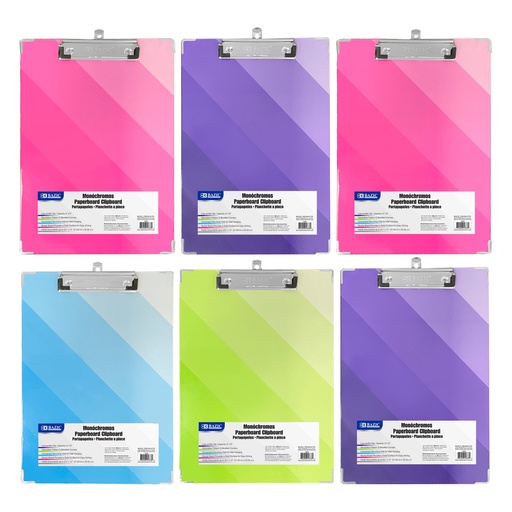 [1833-6 BAZ] Assorted Gradient Standard Clipboards with Low Profile Clips Set of 6