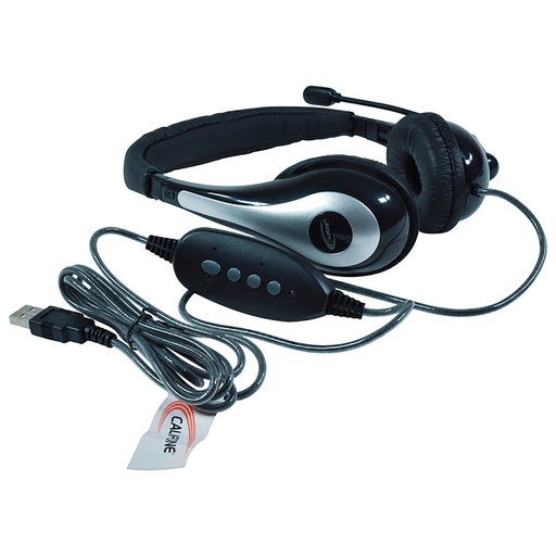 [1025MUSB CAF] Black/Silver NeoTech 1025MUSB USB Plug On-Ear Stereo Headset with Gooseneck Microphone