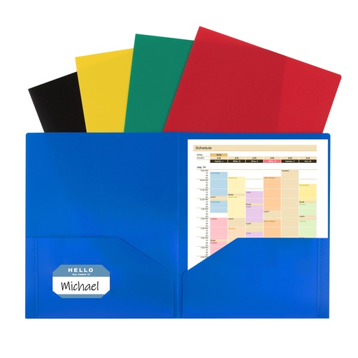 [32950 CL] Assorted Two-Pocket Heavyweight Poly Portfolio Folders 10ct