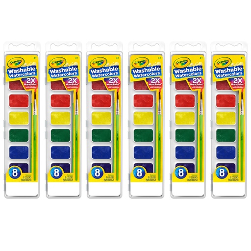 [525-6 BIN] 8 Color Crayola Semi-Moist Washable Watercolor Sets 6ct