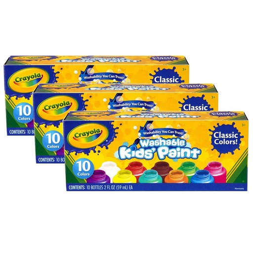 [541205-3 BIN] 10 Assorted Colors Washable Kid's Paint 3ct