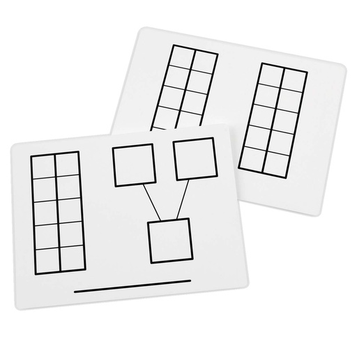 [211441-2 DED] Didax Write‑On/Wipe‑Off Ten‑Frame Mats, 2-Pack (20 Mats),Each mat 9" x 12", Set of 20 (two 10‑packs) 