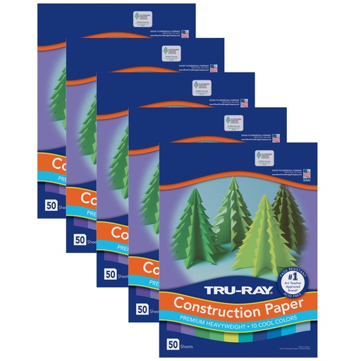 [102942-5 PAC] Tru-Ray® Cool Assorted 9" x 12" Construction Paper 250 Sheets