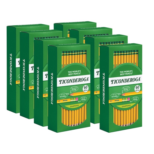 [13480 DIX] Ticonderoga® Yellow #2 HB Pencils, Pre‑Sharpened, 480‑Count Class Pack, 480 pencils 