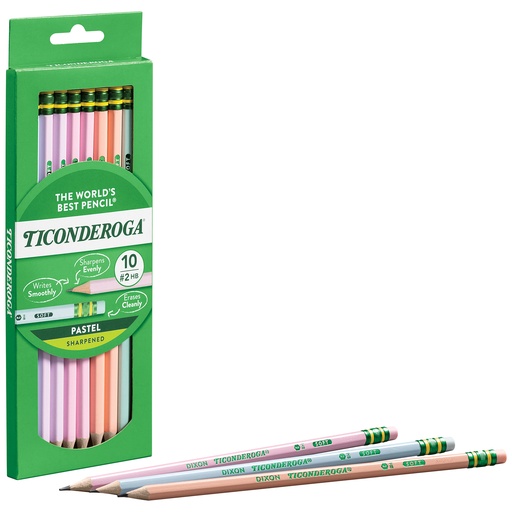 [13710 DIX] Ticonderoga® #2 HB Pastel Wood‑Cased Pencils, Pre‑Sharpened, 10/Pack, 10 pencils 