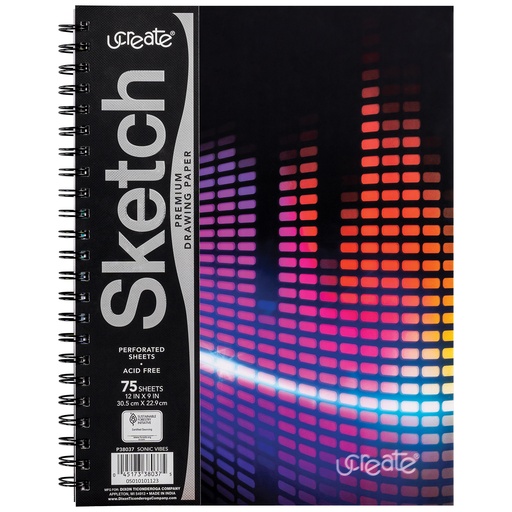 [38037 PAC] Sonic Vibes Unruled 12" x 9" Fashion Poly Sketch Book