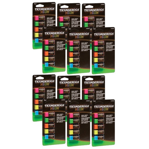 [38965-12 DIX] 60 Mini Vinyl Erasers in 5 Assorted Neon Colors