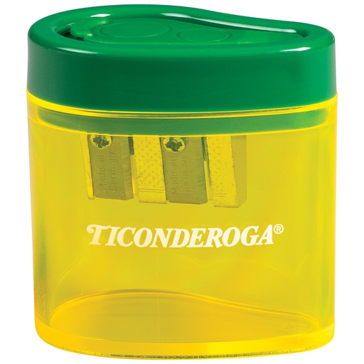 [39201 DIX] Ticonderoga® Two‑Hole Pencil Sharpener, Green/Yellow