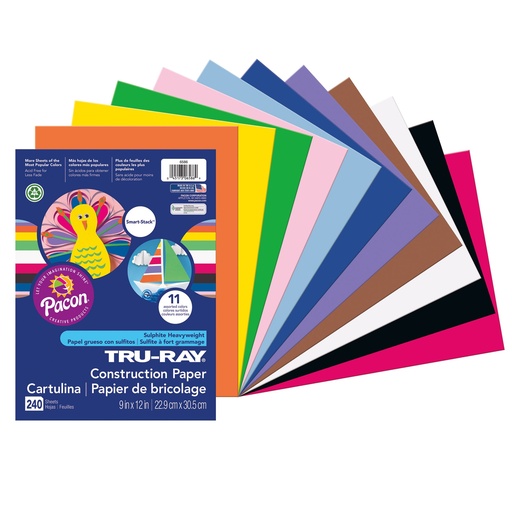 [6586 PAC] Tru-Ray® 9" x 12" Smart-Stack™ Construction Paper 240 Sheets